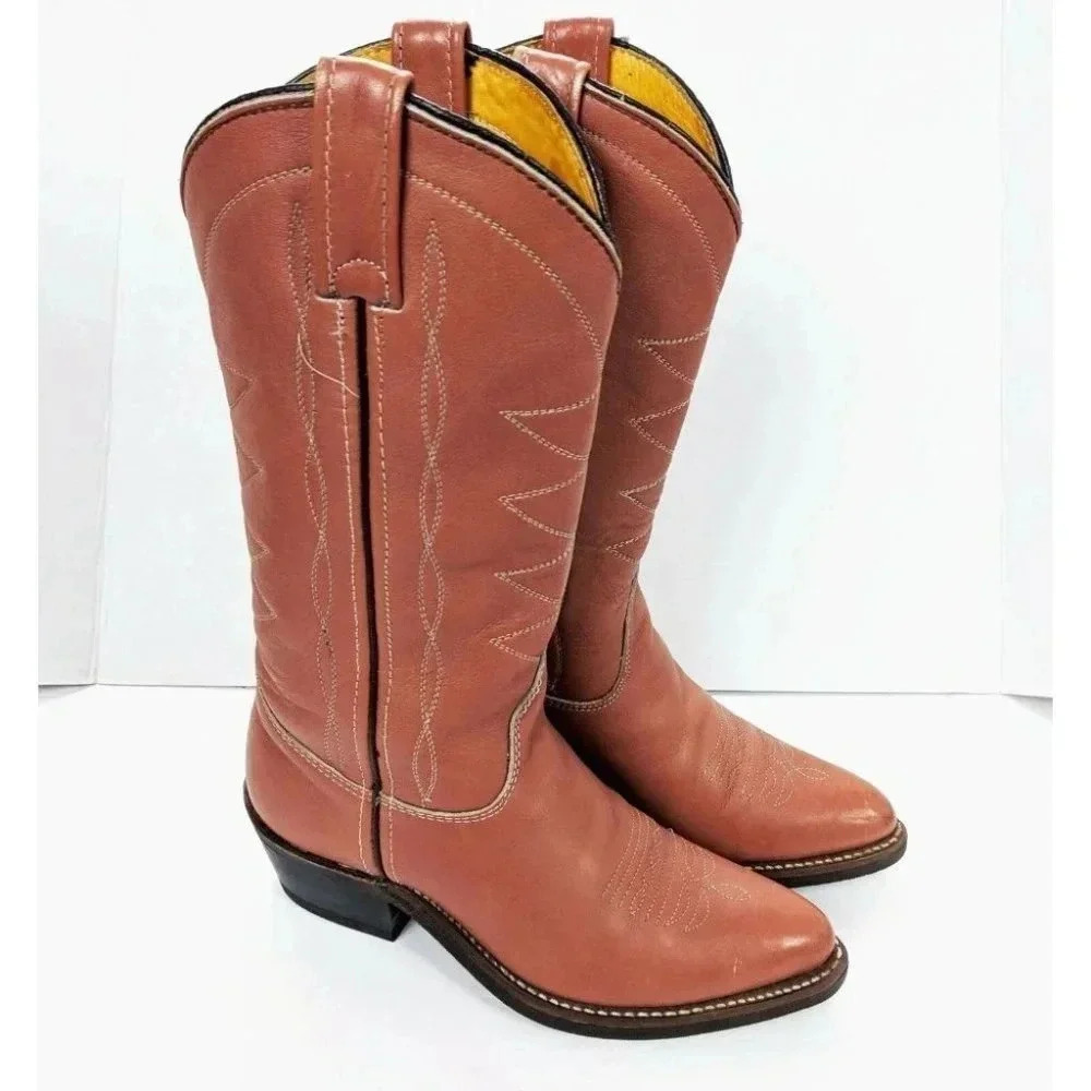 Double H Western Cowboy Boots Womans Size 6 B Brown Leather